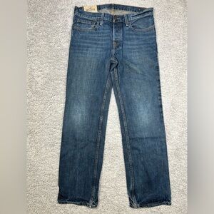 Hollister Jeans Mens 31 x 30 Classic Straight Button Fluy Dark Wash Preppy Basic
